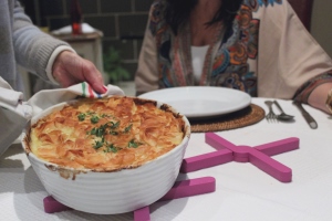 StayPut Silicone Trivet and 'hot' Fish Pie